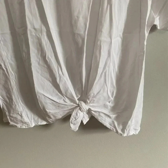 LOFT White Front Tie Knot T Shirt - Picture 6 of 7